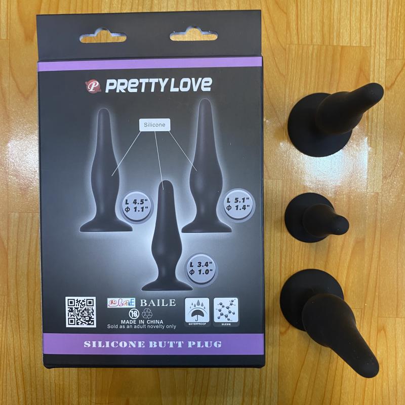 Bộ 3 phích cắm hậu môn Pretty Love silicon mềm mại gắn tường Bộ 3 phích cắm hậu môn Pretty Love silicon mềm mại gắn tường