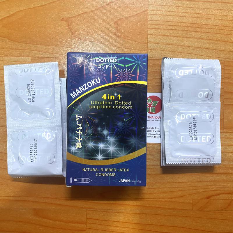 Bao cao su Manzoku 4 in 1 Nhật Bản siêu mỏng kéo dài quan hệ